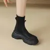 Primeiro Encontro Ji Botas de Cano Curto com Solado Grosso para o Dia a Dia Bico Redondo Outono/Inverno 2026 Novas Botas Retro Versáteis Simples Casuais Emagrecedoras
