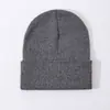 Gorro de tricô vintage de cor sólida com topo reto para outono e inverno para homens e mulheres, chapéu simples de lã liso, gorro quente de tricô para estudantes