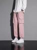 Cubiertas de Pareja para Primavera y Otoño Impermeables para Exteriores Estilo Japonés Simple Versátiles Holgadas Pantalones con Múltiples Bolsillos para Hombre y Mujer