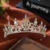 Europeo y Americano Transfronterizo Más Vendido Boda Nuevo Tocados Incrustados con Pedrería Cristal Semicírculo Novia Redonda Aleación Corona Corona de Reina