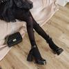 Leggings Grises Otoño e Invierno Estilo Lolita Japonés Medias con Estampado de Lazo Calcetines Térmicos para Mujer