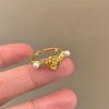 Anillo de Flor de Zircón y Perla Estilo Francés Estilo Fragante Anillo Ligero de Lujo de Alto Nivel para Dedos Anillo Ligero de Lujo de Alto Nivel Abierto para Mujeres