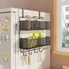Estante lateral de almacenamiento para estante de refrigerador de cocina, soporte multifuncional de múltiples capas para condimentos y film transparente para uso doméstico montado en la pared