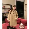 Elegante gabardina de estilo británico con cuello alto y pajarita para mujer, nueva colección de otoño, abrigo caqui de longitud media para petite