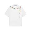 Vibras Retro de la Calle Principal Collar Floral Camiseta de Manga Corta Bordada para Hombre y Mujer Marca de Moda Holgada Peso Pesado Versátil Tops de Pareja