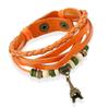 Pulseira de Couro Genuíno Punk Nova Tecida Vintage Pingente de Torre Pulseira de Couro de Vaca Joia para Estudante Pulseira de Couro Genuíno Feminina Europeia e Americana