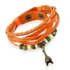 Popular Europeo y Americano Nuevo Colgante de Torre de Hierro Tejido Pulsera de Cuero Correa de Reloj Accesorios para Estudiantes Pulsera de Cuero Genuino