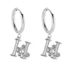 Pendientes de Acero Inoxidable Chapado en Oro 18K con 26 Letras, Pendientes de Zirconia con Forma de Ola de Lujo, Pendientes Elegantes