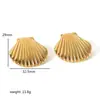 Brincos de Elementos Marinhos Estilo Ins Europeu e Americano Ouro 18K Aço Titânio Padrão Plissado Brincos com Sensação de Alto Padrão para Mulheres