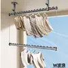Varal Ajustável de Roupas de Camada Dupla, Varal de Roupas para Varanda Fixo Montado no Teto, Varal de Roupas Doméstico para Pendurar Montado na Parede