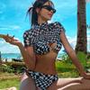 Novo maiô feminino de três peças com fenda 2023, slim, cobrindo a barriga, sexy, para férias em águas termais [uma peça]