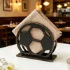 Porta-Guardanapos de Madeira Criativo, Porta-Lenços Retrô Vazado, Suporte de Armazenamento para Mesa Doméstica, Clipe de Lenço em Forma de Lótus de Futebol