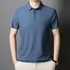 Camisa Polo de Seda de Hielo Sin Costuras de Alta Gama Talla Grande para Hombre Multicolor Tendencia Verano 2025 Marca Polo con Cuello Camisero Manga Corta de Negocios para Hombre