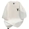 Camiseta de Algodón Pesado con Estampado de Letras Sencillo, Manga Corta para Hombres y Mujeres, Mismo Estilo, Manga Media, Verano, Casual Ins, Top Versátil para Parejas
