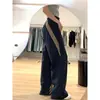 Pantalones Deportivos Casuales de Rayas Estilo Retro Americano Talla Grande para Mujer, Pantalones Jogger Delgados Sueltos de Pierna Recta para Primavera y Verano