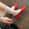 Zapatos de Piel de Vaca de Primera Capa con Punta Dividida para Mujer, Zapatos Planos, Nuevo Estilo Otoño, Piel Genuina por Dentro y por Fuera, Zapatos de Salón Planos de Boca Baja, Zapatos de Salón de Pezuña de Cerdo para Mujer