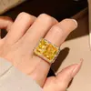 Anillo Abierto Cuadrado de Circonita Plegado, Anillo de Dedo Índice de Gama Alta de Nicho, Moderno, Elegante, Joyería de Lujo Ligero para el Trabajo al por Mayor