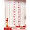 Conjunto de Decoração de Quarto de Casamento com Cortinas de Borboleta, Tira Longa com Caractere "Felicidade Dupla", Decoração para Casa Nova para o Noivo, Decorações Penduradas de Casamento para o Quarto da Noiva