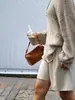 Piel de Vaca Esmerilada Otoño e Invierno Bolso de Cuero Genuino de Gama Alta Textura Simple Bolso de Axila Nuevo Popular Versátil para Mujer