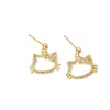 Colar de Gato com Laço de Diamantes Completo Elegante Luxuoso Deslumbrante Conjunto de Brincos e Colar Corrente para Clavícula Feminino Versátil de Alta Qualidade