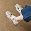 2026 Nuevos Zapatos Casuales Mary Jane para Mujer Estilo Ballet Plateados Retro de Piel Genuina con Suela Gruesa y Moño para Aumentar la Altura