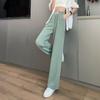 Calça de Seda Gelada Wide Leg Versão Estreita 2026 para Mulheres, Verão Fina Elástica Cintura Alta Fluida Proteção Solar Repelente de Mosquitos Fresca Reta