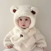 Gorro y bufanda para niños, gorro de una pieza, invierno, con felpa, extra grueso, gorro con protección para orejas de bebé, niño, niña, a prueba de viento, conjunto de dos piezas, moderno