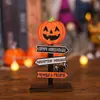 Decoraciones de Halloween Calabaza Fantasma Adornos de Madera Calavera Letras Adornos Creativos Accesorios de Decoración para Ambiente de Fiesta