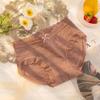 Calcinha Feminina Estilo Japonês com Renda nas Bordas e Efeito Bolha Feminina Respirável Sem Costura Cintura Média Forro 100% Algodão