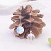 Pendientes de Aro con Colgante de Bola de Cristal Transparente Mate de Moda, Pendientes Largos Distintivos de Cuentas de Cristal Mate de Colores