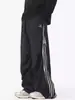 Pantalones Casuales de Rayas Retro Americanos para Hombres y Mujeres, Pantalones Largos Holgados Rectos de Pierna Ancha para Primavera y Otoño, Pantalones Largos Casuales Versátiles para Hombre