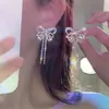 Brincos de Corrente Longa com Garras Exageradas Elegantes de Prata S925 com Strass para Mulheres Brincos com Franjas de Diamante Colorido Europeus e Americanos Brincos da Moda