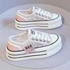 Zapatos de Lona Slip-On de Moda con Punta Redonda para Mujeres Petite, Primavera/Verano 2024, Zapatos Blancos Versátiles de Suela Gruesa Resistentes al Desgaste