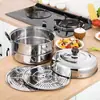 Olla vaporera de acero inoxidable de tres capas, olla para cocinar al vapor de sopa multiusos, olla para sopa de doble capa engrosada, suministro de fábrica