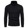 Suéter de Cuello Alto Nuevo Otoño Invierno 2026 para Hombre al por Mayor Estilo Coreano Ajustado Juvenil Color Sólido Suéter de Punto Capa Base