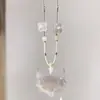 "Travessia sem Preocupações" Pinellia ternata com Estilo Chinês Novo Tecido à Mão Imitação de Jade Pingente de Raposa Colar Moda