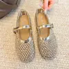 Zapatos Mary Jane Cuadrados Retro con Hebilla de Pedrería para Mujer, Zapatos Planos Cómodos de Suela Suave para el Trabajo, Sandalias Estilo Hada Famosas en Internet