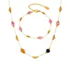 Miduoduo Ágata Facetado Cadena Hecha a Mano Acero Inoxidable Dulce Lujo Accesible Collar Pulsera Estilo Ins Nicho Adecuado para Mujeres