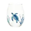 Copa de Vidrio Pintado con Criaturas Fantásticas Submarinas Caballo Marino Tortuga Dragón Volador Taza de Agua Creativa con Forma de Huevo Taza de Vidrio Transparente para el Hogar