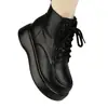 Botas de Nieve para Mujer de Piel Suave 2026 Nuevas Otoño/Invierno Suela Gruesa Punta Redonda Con Cordones Botas de Algodón Acolchadas de Terciopelo Zapatos de Algodón Gruesos para el Noreste