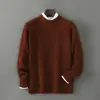 Baicai Rong Suéter Nuevo de Lana Pura Otoño/Invierno para Hombre Cuello Redondo Jersey Capa Base de Punto Simple Casual de Lujo Ligero para Negocios