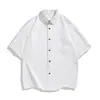 Camisa de Seda de Hielo Delgada Simple de Verano Estilo Nuevo Holgada Moderna Marca Top de Manga Corta Blanco