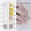 Caja de Decoraciones para Uñas Flor de Cinco Pétalos Diamantes de Imitación Planos Mixtos Remaches de Resina Aurora Lazo Flor de Camelia Diamantes de Imitación Decorativos