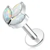 Titanio G23 Zirconia de Tres Garras Labret Roscado Interno Barra Recta Stud de Fondo Plano Joyería para Oreja F136 Stud para Hélice de la Oreja Stud Geométrico Simple para Oreja