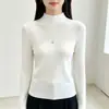 Suéter de punto tipo pullover morado, ajustado, de cuello medio alto, para mujer, suave y cómodo, de cintura alta, único, adecuado como capa interior para otoño e invierno.