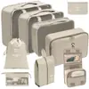 Set organizador de viaje premium, incluye 11 piezas: bolsas para guardar ropa, bolsas con cordón, bolsas para cosméticos y artículos de tocador, y bolsas de malla plegables para almacenamiento