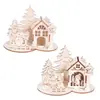 Suprimentos para Decoração de Natal Adereços Quebra-Cabeça Tridimensional de Madeira Enfeites de Mesa de Natal Enfeites de Quebra-Cabeça de Casa de Boneco de Neve de Natal