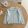 Suéter de Punto con Cuello Peter Pan para Niñas Camisa Polo Infantil Suéter para Niños Pequeños y Medianos Top Estilo Academia Nuevo Llegada Otoño 2026