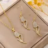 Moderna y Popular Joyería para Traje, Elegante Collar de Circonia Incrustada con Diamantes, Combinación de Aretes y Anillo, Joyería para Banquetes de Boda
