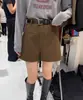 Estilo Garota Popular Calções Casuais de Lã Roupas Femininas Outono e Inverno 2024 Cintura Alta Emagrecedor Linha A Perna Larga Peça Externa de Lã Calças para Botas